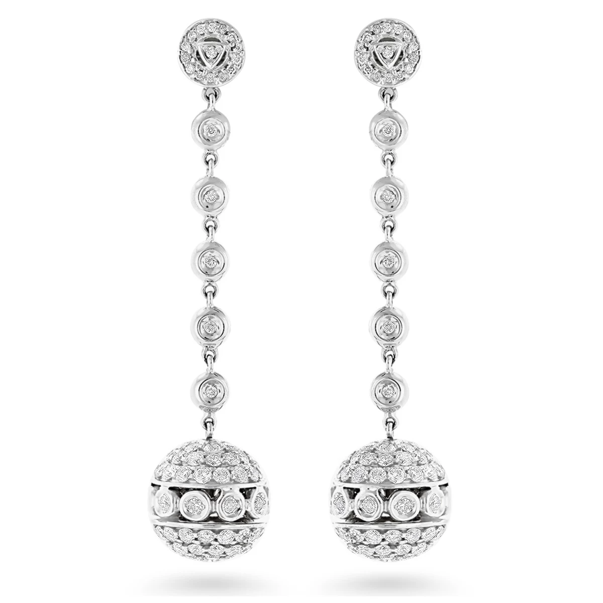 Golden Globes Diamond Dangle Earrings 3ct 14K White Gold 3 Golden Globes Diamond Dangle Earrings 3ct 14K White Gold