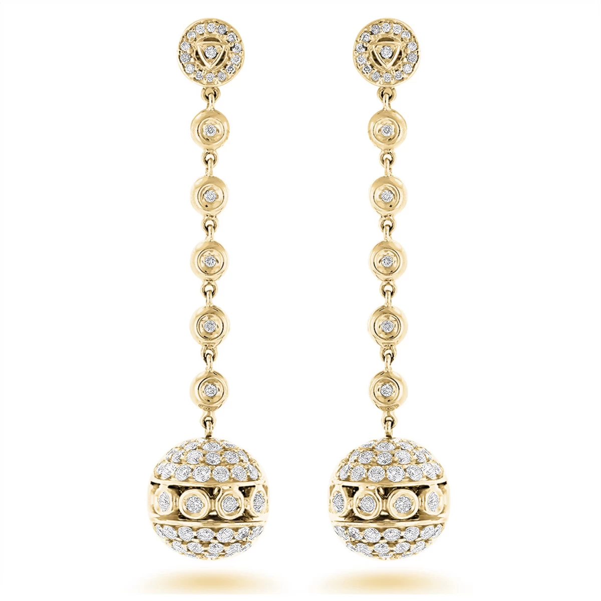 Golden Globes Diamond Dangle Earrings 3ct 14K White Gold 4 Golden Globes Diamond Dangle Earrings 3ct 14K White Gold - Image 2