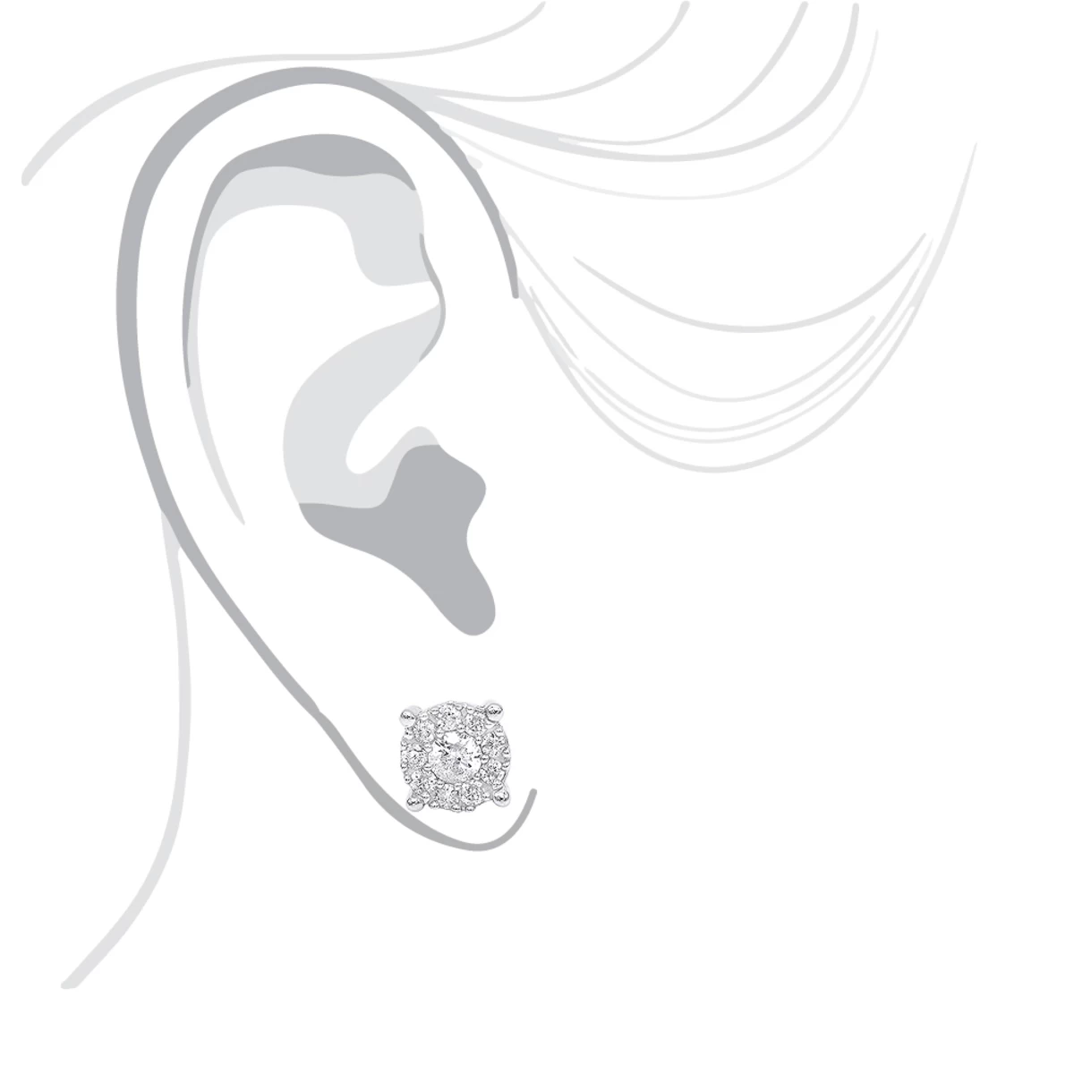 Halo 14K White Gold Cluster Diamond Earrings Studs For Men Or Women 3/4ct 7 Halo 14K White Gold Cluster Diamond Earrings Studs For Men Or Women 3/4ct - Image 5