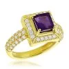 Halo Amethyst Diamond Engagement Ring 0.68ct 14K Yellow Gold Gemstone Ring -Fashion Accessories Shop halo amethyst diamond engagement ring 068ct 14k gold gemstone ring 1