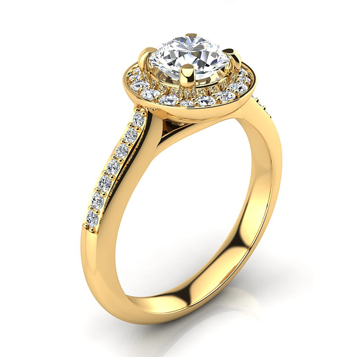 Halo Designer 18K Yellow Gold G/VS Round Diamond Engagement Ring 1.1ct By Luxurman 3 Halo Designer 18K Yellow Gold G/VS Round Diamond Engagement Ring 1.1ct By Luxurman