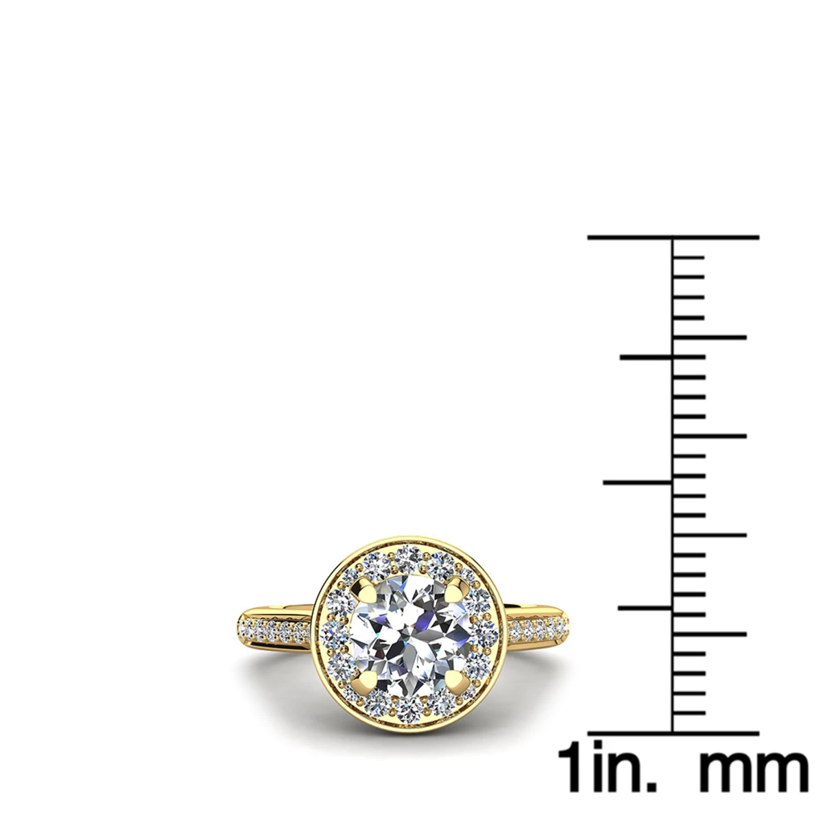 Halo Designer 18K Yellow Gold G/VS Round Diamond Engagement Ring 1.1ct By Luxurman 9 Halo Designer 18K Yellow Gold G/VS Round Diamond Engagement Ring 1.1ct By Luxurman - Image 7