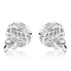 Halo Diamond Cluster Earrings Studs 1.61ct 14K White Gold -Fashion Accessories Shop halo diamond cluster earrings 161ct 14k gold backwh