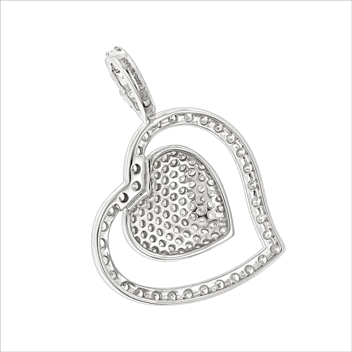 14K White Gold Designer Diamond Heart Pendant 0.9ct 6 14K White Gold Designer Diamond Heart Pendant 0.9ct - Image 4