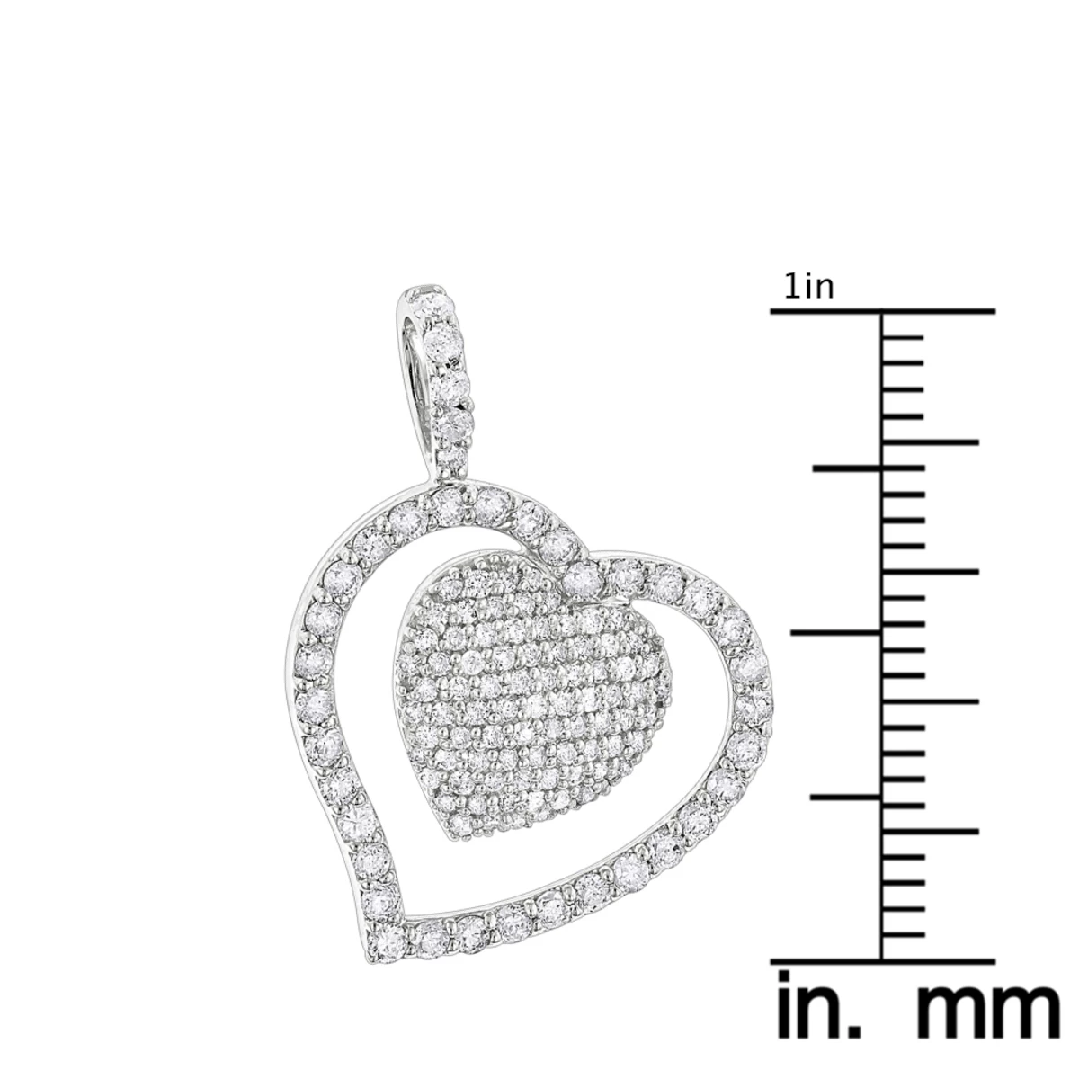 14K White Gold Designer Diamond Heart Pendant 0.9ct 8 14K White Gold Designer Diamond Heart Pendant 0.9ct - Image 6
