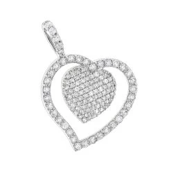 14K White Gold Designer Diamond Heart Pendant 0.9ct