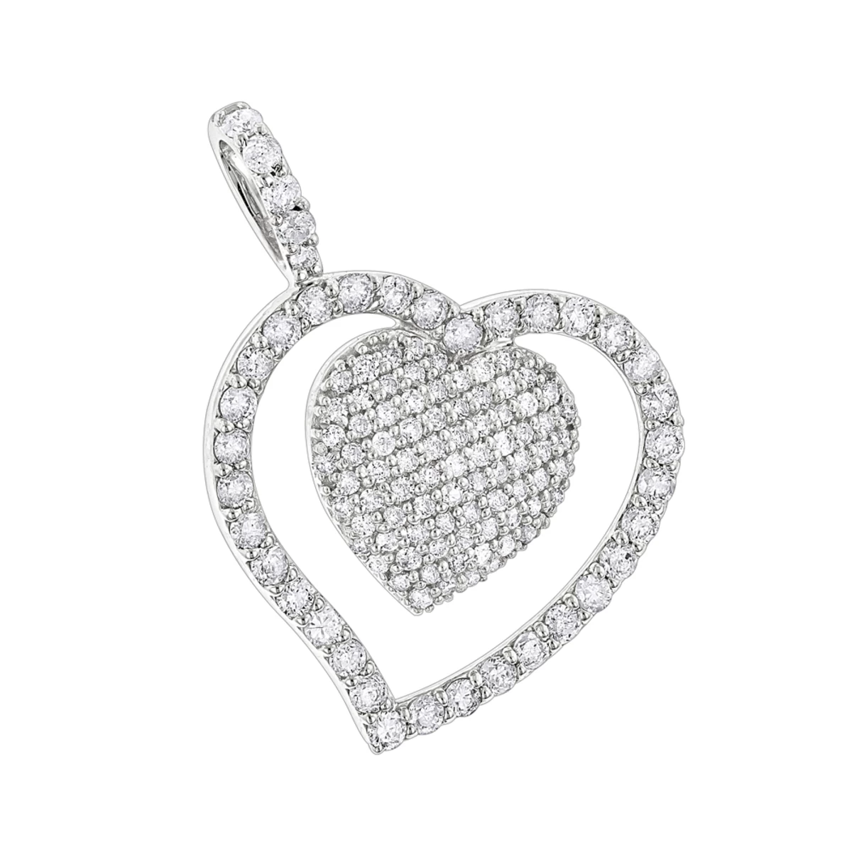 14K White Gold Designer Diamond Heart Pendant 0.9ct 3 14K White Gold Designer Diamond Heart Pendant 0.9ct