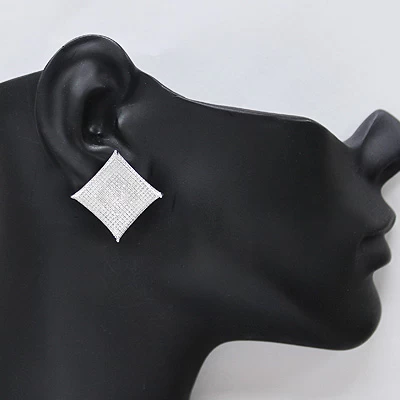 Hip Hop Large Diamond Stud Earrings 0.45ct Silver 5 Hip Hop Large Diamond Stud Earrings 0.45ct Silver - Image 3