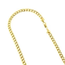 Hollow 10K Yellow Gold Cuban Link Chain For Men Miami 6.5mm Wide