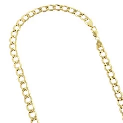 Hollow 10K Yellow Gold Curb Chain For Men 6mm Wide