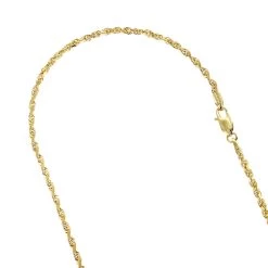 Hollow 10K Yellow Gold Rope Chain For Men & Women Sparkle 4mm Wide