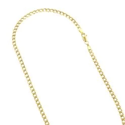 Hollow 14K Yellow Gold Curb Chain For Men & Women 5.5mm Wide