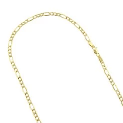 Hollow 14K Yellow Gold Figaro Chain For Men & Women 5.5mm Wide