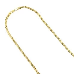 Hollow 14K Yellow Gold Franco Chain For Men & Women Round Diamond Cut 2.7mm