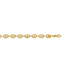 Hollow 14K Yellow Gold Gucci Chain For Men & Women Mariner Puffed 11mm Wide