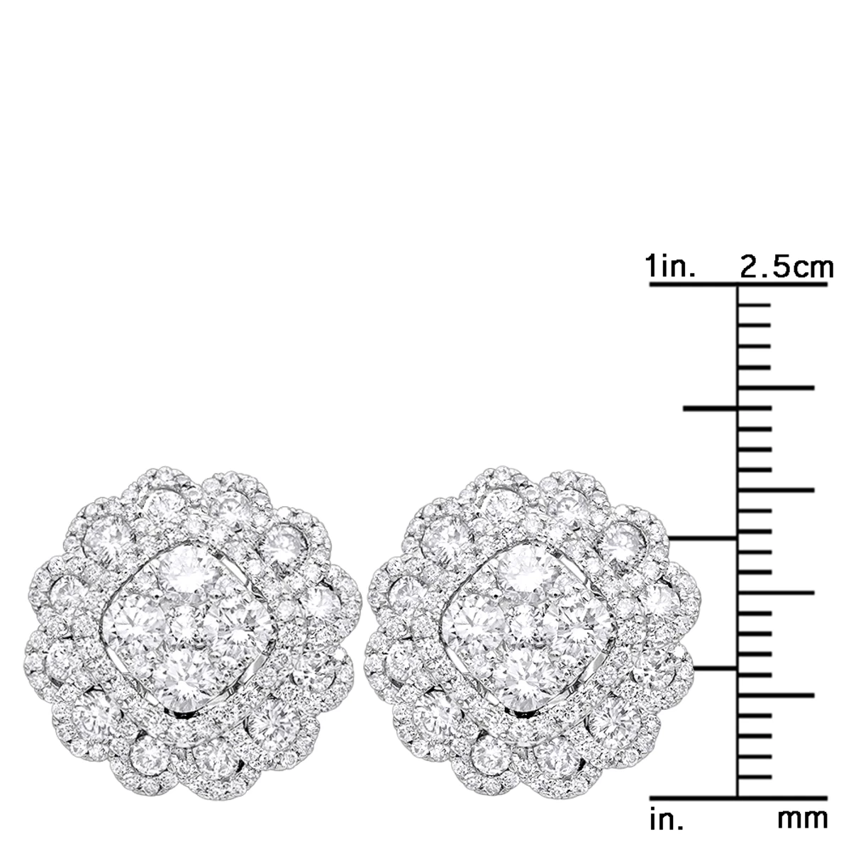 Huge 3 Carat Designer Diamond Stud Earrings For Women Cluster Flower Design 8 Huge 3 Carat Designer Diamond Stud Earrings For Women Cluster Flower Design - Image 6