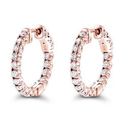 Inside Out Diamond Hoop Earrings Small 14K White Gold 1.5ct By Luxurman -Fashion Accessories Shop inside out diamond hoop earrings small in 14k gold 15ct by luxurman ro