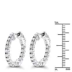 Inside Out Diamond Hoop Earrings Small 14K White Gold 1.5ct By Luxurman -Fashion Accessories Shop inside out diamond hoop earrings small in 14k gold 15ct by luxurman rulerwh