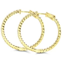Inside Out Yellow Diamond Hoop Earrings 14K Yellow Gold By Luxurman 2.2ct. -Fashion Accessories Shop inside out yellow diamond hoop earrings in 14k gold by luxurman 22ct backye