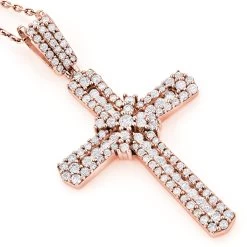 Intricate 14K White Gold Designer Diamond Cross Pendant For Women 1.48ct -Fashion Accessories Shop intricate 14k gold designer diamond cross pendant 148 p 6549 ro