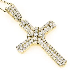 Intricate 14K White Gold Designer Diamond Cross Pendant For Women 1.48ct -Fashion Accessories Shop intricate 14k gold designer diamond cross pendant 148 p 6549 ye