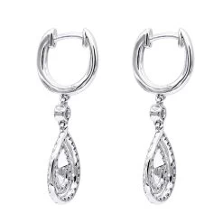 14K White Gold Diamond Dangle Drop Earrings For Women By Luxurman 1.2ct -Fashion Accessories Shop jewelry 14k gold diamond dangle drop earrings for women by luxurman 12ct backwh