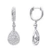 14K White Gold Diamond Dangle Drop Earrings For Women By Luxurman 1.2ct