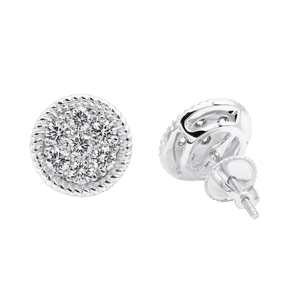 14K Yellow Gold Large Diamond Cluster Earrings Studs For Men & Women 5 Carat Look 4 14K Yellow Gold Large Diamond Cluster Earrings Studs For Men & Women 5 Carat Look - Image 2