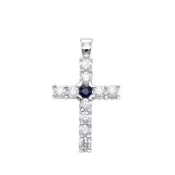 14K Yellow Gold Sapphire And Diamond Ladies Cross Pendant 1.32ct By Luxurman -Fashion Accessories Shop jewelry 14k gold sapphire and diamond ladies cross pendant 132ct by luxurman 001236 wh