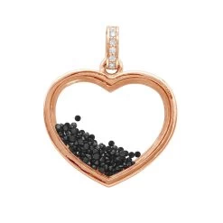 14K Yellow Gold White Black Diamonds Ladies Diamond Heart Shaker Pendant 8ct Moving Stones -Fashion Accessories Shop jewelry 14k gold white black diamonds ladies diamond heart shaker pendant 8ct moving stones 000988 backro