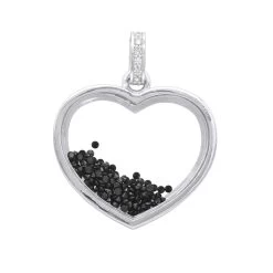 14K Yellow Gold White Black Diamonds Ladies Diamond Heart Shaker Pendant 8ct Moving Stones -Fashion Accessories Shop jewelry 14k gold white black diamonds ladies diamond heart shaker pendant 8ct moving stones 000988 backwh