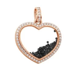 14K Yellow Gold White Black Diamonds Ladies Diamond Heart Shaker Pendant 8ct Moving Stones -Fashion Accessories Shop jewelry 14k gold white black diamonds ladies diamond heart shaker pendant 8ct moving stones 000988 ro
