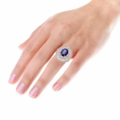 18K White Gold Unique Blue Sapphire And Diamonds Cocktail Ring For Women 7.87Ct -Fashion Accessories Shop jewelry 18k gold unique blue sapphire and diamonds cocktail ring for women 787ct bodro