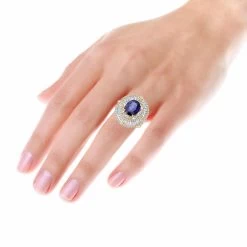 18K White Gold Unique Blue Sapphire And Diamonds Cocktail Ring For Women 7.87Ct -Fashion Accessories Shop jewelry 18k gold unique blue sapphire and diamonds cocktail ring for women 787ct bodye