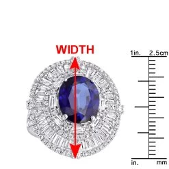 18K White Gold Unique Blue Sapphire And Diamonds Cocktail Ring For Women 7.87Ct -Fashion Accessories Shop jewelry 18k gold unique blue sapphire and diamonds cocktail ring for women 787ct rulerwh