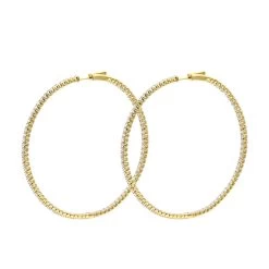 2.5 Inch Inside Out Diamond Hoop Earrings For Women 5 Carat VS Diamonds 14K Yellow Gold -Fashion Accessories Shop jewelry 25 inch inside out diamond hoop earrings for women 5 carat vs diamonds 14k gold 001285 backye