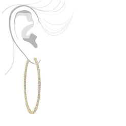 2.5 Inch Inside Out Diamond Hoop Earrings For Women 5 Carat VS Diamonds 14K Yellow Gold -Fashion Accessories Shop jewelry 25 inch inside out diamond hoop earrings for women 5 carat vs diamonds 14k gold 001285 bodye