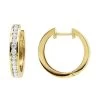 Classy Small 1/2 Inch Diamond Hoop Earrings 14K Yellow Gold Huggies Round Diamonds