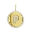 Customizable 14K Yellow Gold Diamond Circle Alphabet Pendant For Women 0.7ct Medallion -Fashion Accessories Shop jewelry customizable 14k gold diamond circle alphabet pendant for women 07ct medallion mainye