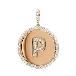 Customizable 14K Yellow Gold Diamond Circle Alphabet Pendant For Women 0.7ct Medallion -Fashion Accessories Shop jewelry customizable 14k gold diamond circle alphabet pendant for women 07ct medallion ro