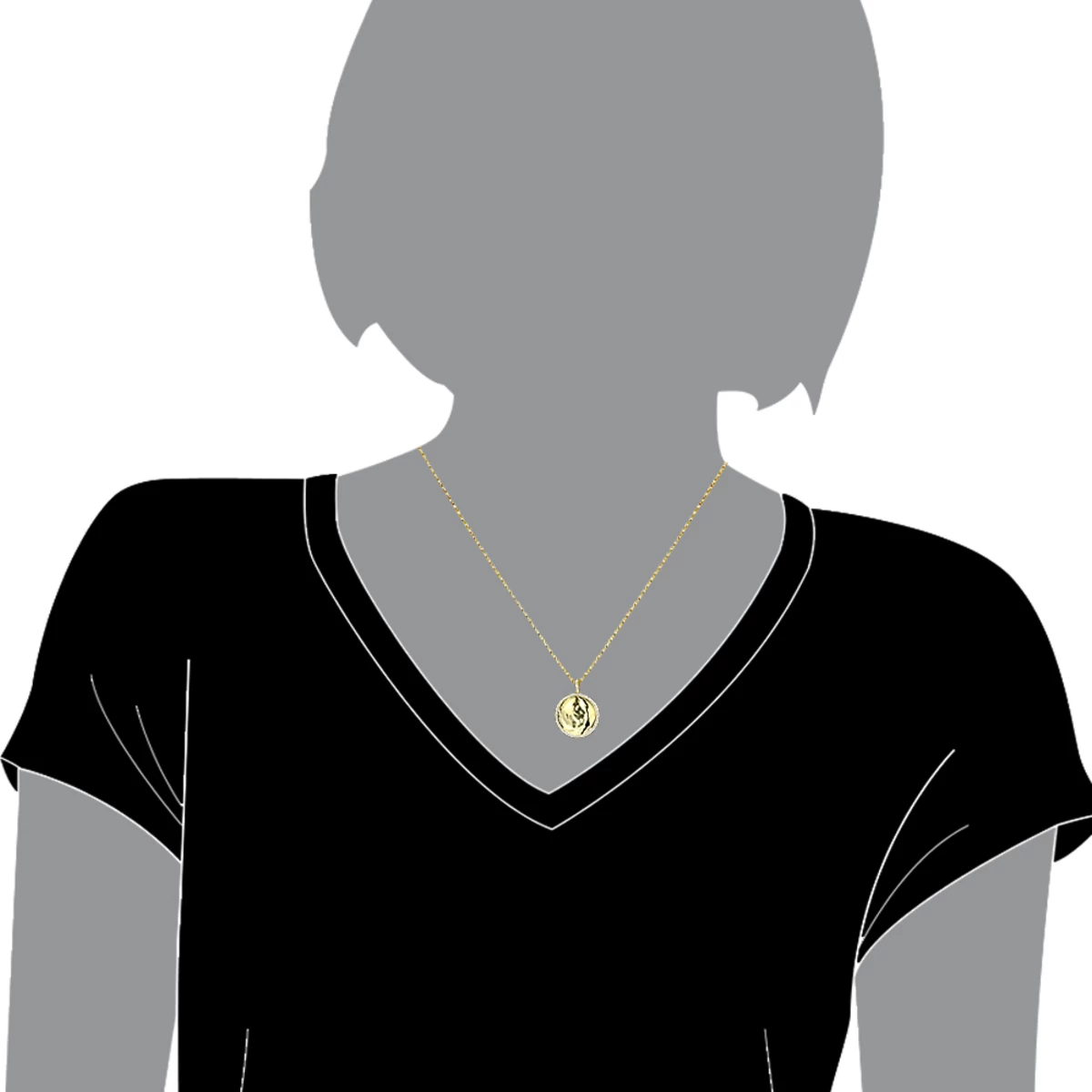 Engravable 14K Yellow Gold Diamond Circle Pendant For Women 1 Carat Medallion 7 Engravable 14K Yellow Gold Diamond Circle Pendant For Women 1 Carat Medallion - Image 5