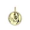 Engravable 14K Yellow Gold Diamond Circle Pendant For Women 1 Carat Medallion