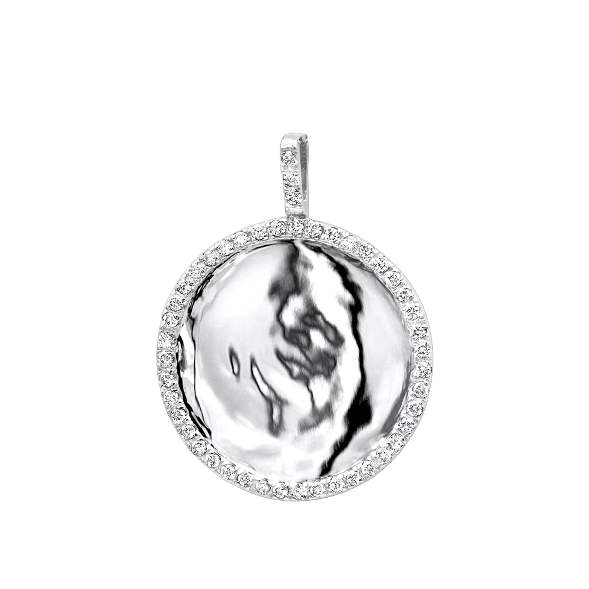 Engravable 14K Yellow Gold Diamond Circle Pendant For Women 1 Carat Medallion 4 Engravable 14K Yellow Gold Diamond Circle Pendant For Women 1 Carat Medallion - Image 2