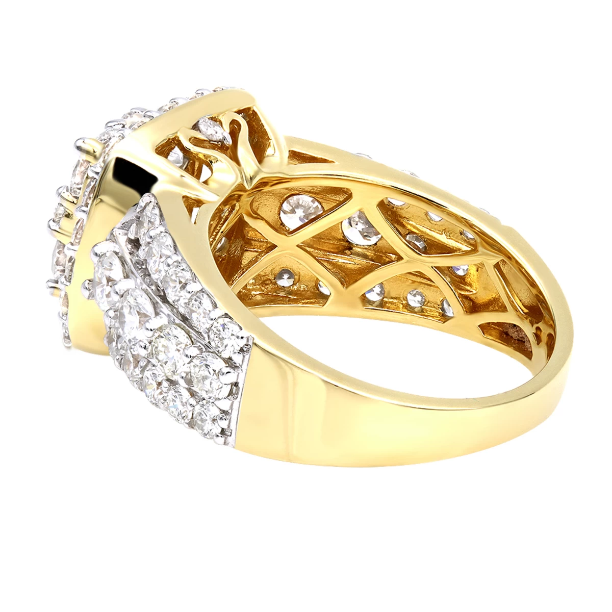 Large 4 Carat Cushion Cut Shape Halo Diamond Engagement Ring 14K Yellow Gold 7 Large 4 Carat Cushion Cut Shape Halo Diamond Engagement Ring 14K Yellow Gold - Image 5