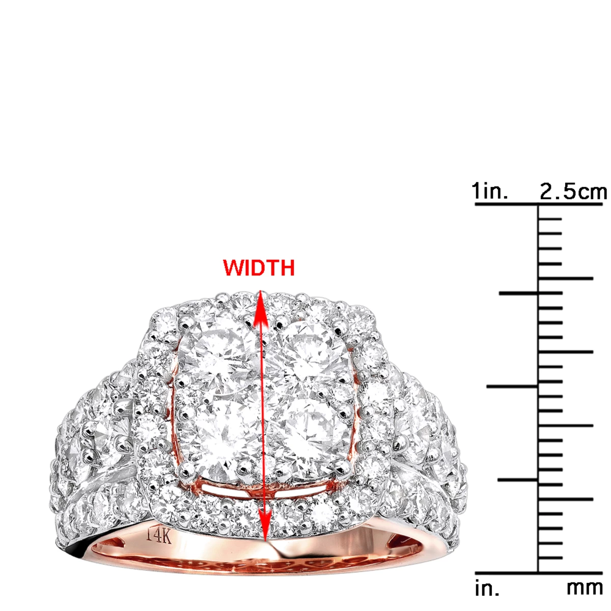 Large 4 Carat Cushion Cut Shape Halo Diamond Engagement Ring 14K Yellow Gold 12 Large 4 Carat Cushion Cut Shape Halo Diamond Engagement Ring 14K Yellow Gold - Image 10