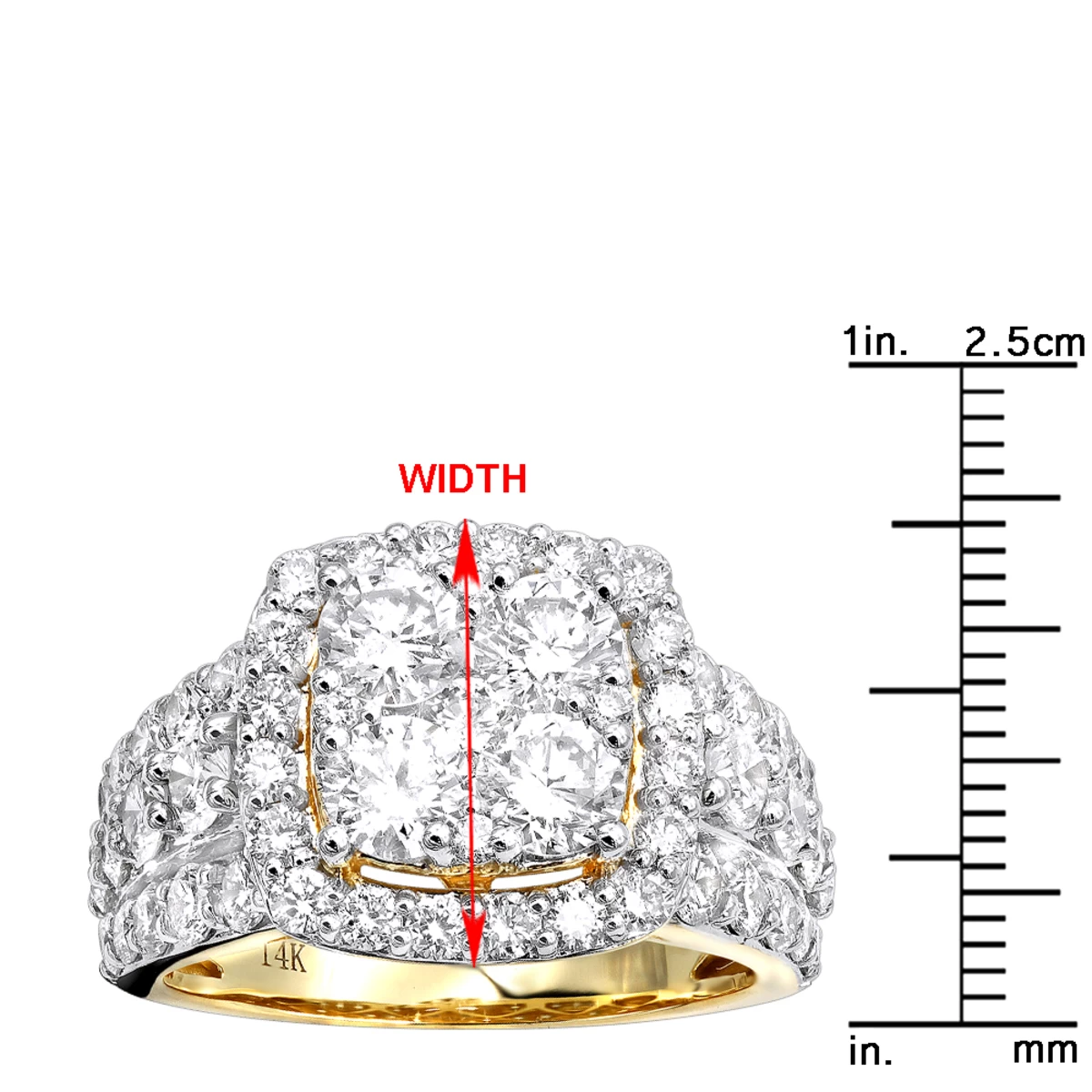 Large 4 Carat Cushion Cut Shape Halo Diamond Engagement Ring 14K Yellow Gold 11 Large 4 Carat Cushion Cut Shape Halo Diamond Engagement Ring 14K Yellow Gold - Image 9