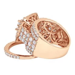 Oversized 4 Carat Round Princess Cut Diamond Engagement Ring Set 14K White Gold -Fashion Accessories Shop jewelry oversized 4 carat round princess cut diamond engagement ring set 14k gold backro