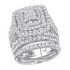 Oversized 4 Carat Round Princess Cut Diamond Engagement Ring Set 14K White Gold
