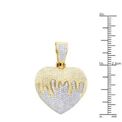 14K Yellow Gold Iced Out Dripping Heart Diamond Pendant For Women 1.3ct -Fashion Accessories Shop jewelry real 14k gold iced out dripping heart diamond pendant for women 13ct rulerye