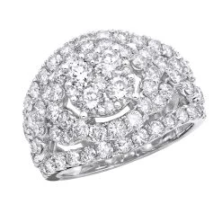 14K White Gold Cluster Diamond Right Hand Ring For Women 4CT By Luxurman